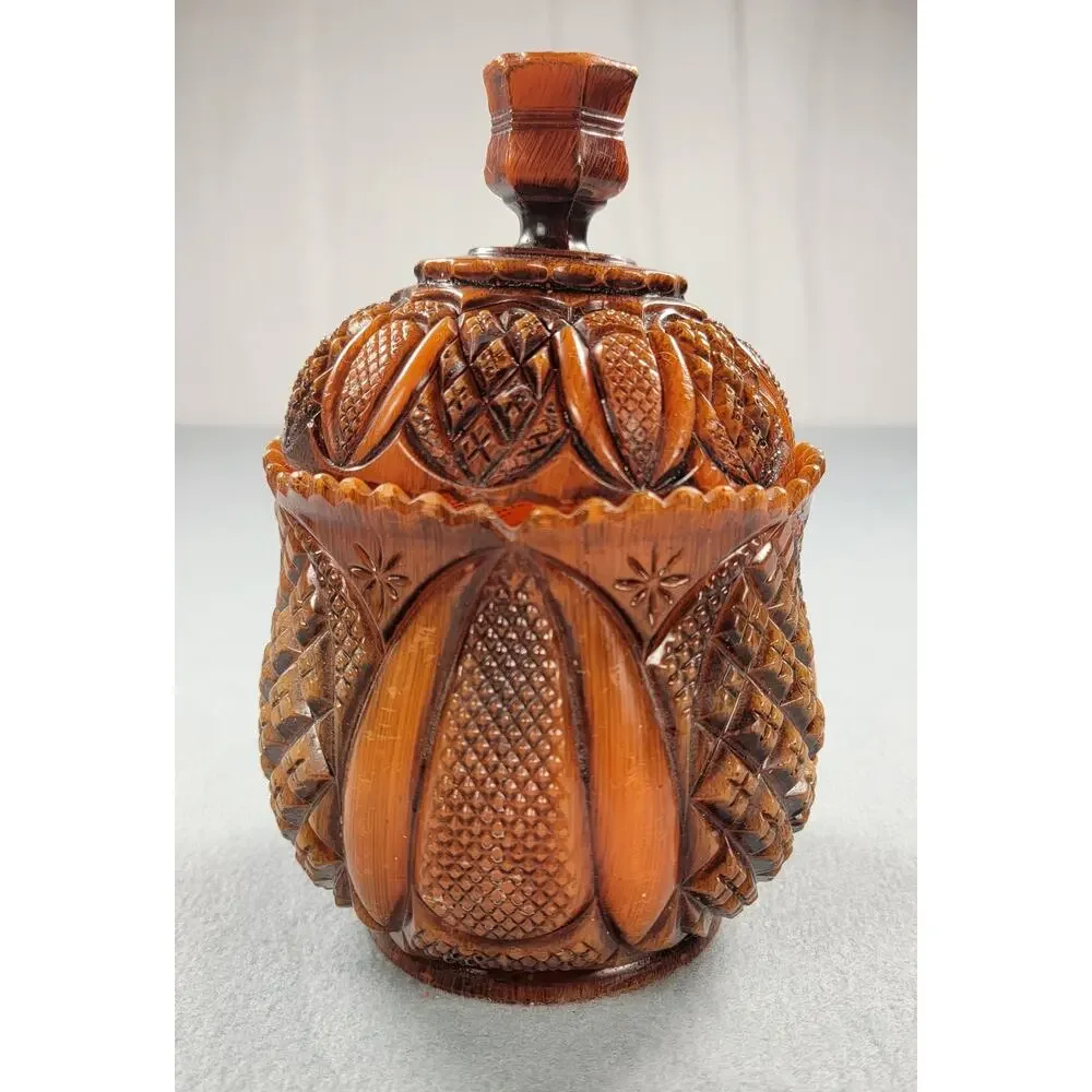 Vintage Winart Pottery Tangerine Candle Lidded Sugar Bowl Harvest Decor